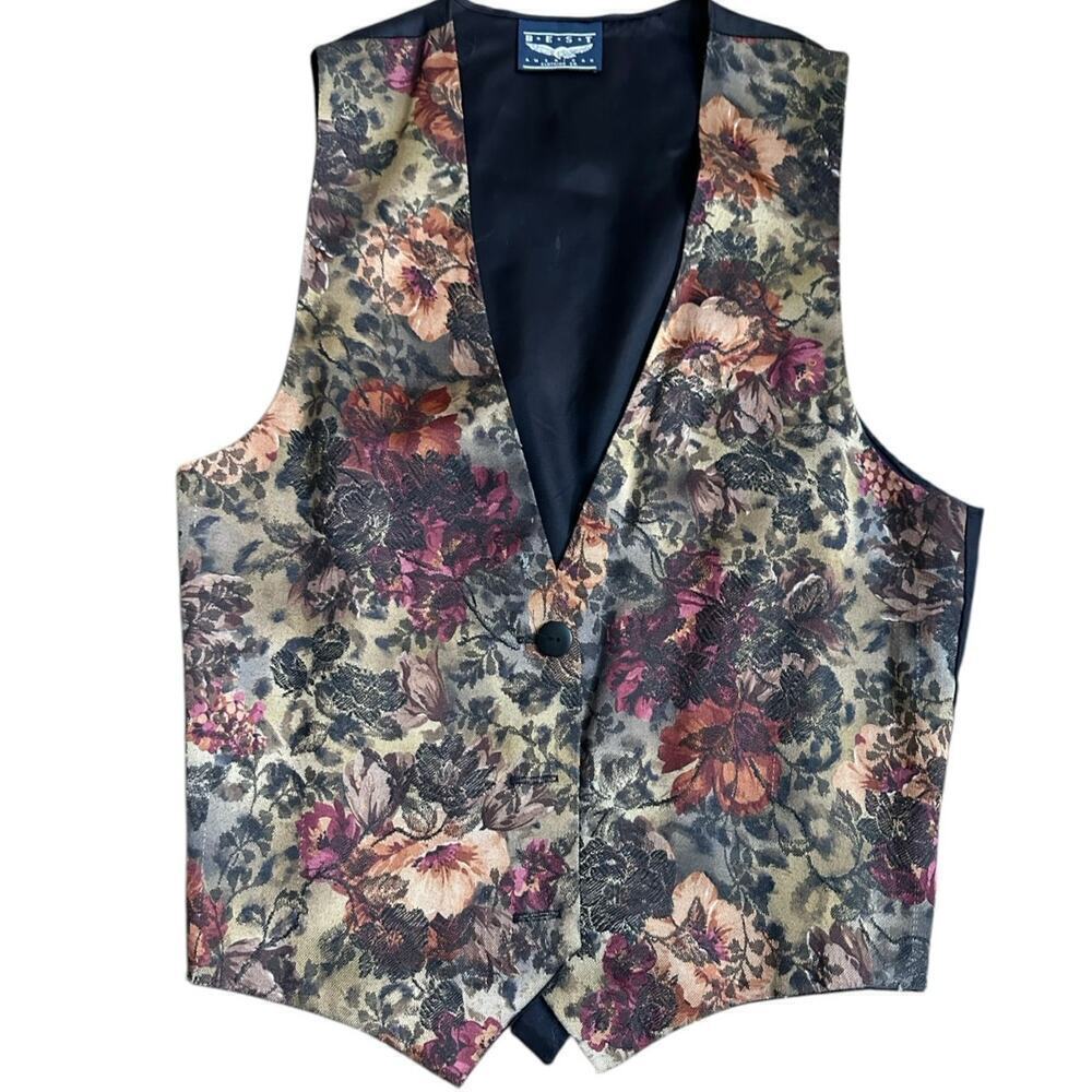 Best American Clothing Co. Women's Multicolor Floral Print Button Front Vest